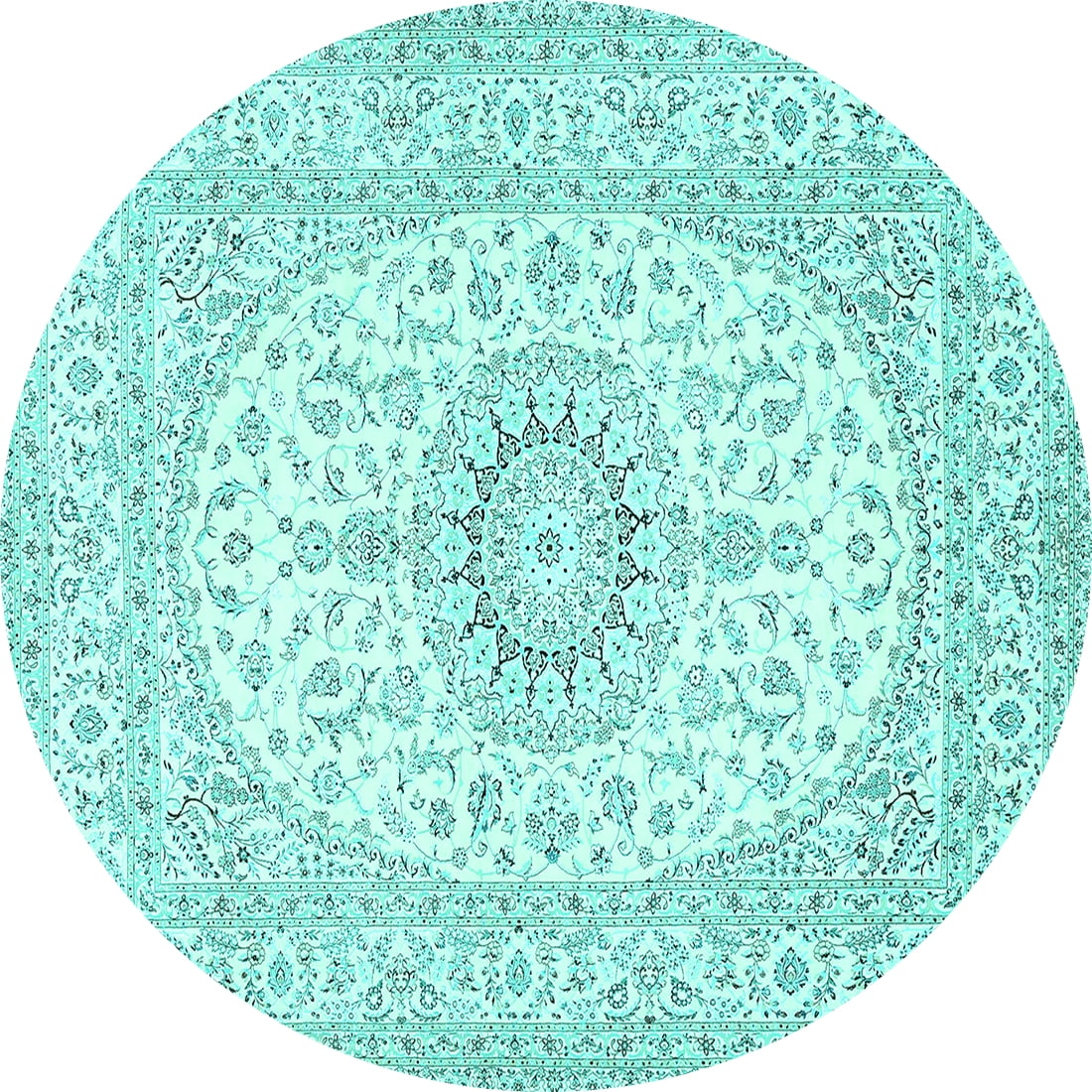 Ahgly Company Indoor Round Medallion Turquoise Blue Traditional Area ...