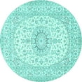 thumbnail image 1 of Ahgly Company Indoor Round Medallion Turquoise Blue Traditional Area Rugs, 4' Round, 1 of 4