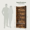 thumbnail image 5 of Renwick 6-Tier Open Shelf Bookcase with Top Open Compartment, Rustic Brown, 5 of 10