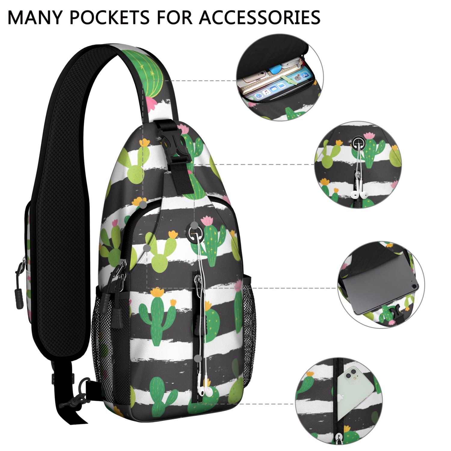 Crossbody Sling Bag Trendy Sling Backpack Cactus Travel Backpack Backpack Purse for Women Men