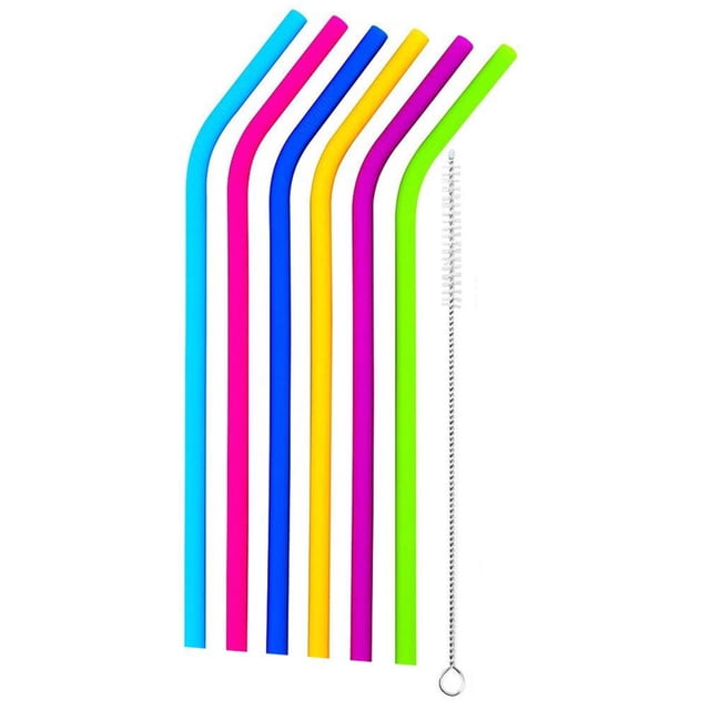 Yuarrent 1 Juego de pajitas de silicona reutilizables sin olor a impurezas tubos de succión Colorfast fácil de limpiar con cepillo de limpieza para Cocina y Comedor No.1 Yuarrent HA041346-01