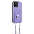 thumbnail image 7 of for iPhone 16 Pro Phone Case Wallet with Crossbody Strap & Card Holder, Premium PU Leather Case, 360 Ring Holder Kickstand Durable Protective Women Men Cover for iPhone 16 Pro,Purple, 7 of 7