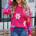 thumbnail image 4 of Womens Sweaters Flower Print - Crewneck Knitted Long Sleeve Sweaters Fall Winter Pullover Casual Top, 4 of 6