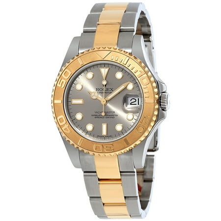 Pre-owned Rolex Yacht-Master Grey Dial Stainless Steel and 18K Yellow Gold Oyster Bracelet Automatic Men's