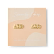 Delta Sigma Theta Stud, Cubic Zirconia Earrings, 18K PVD Gold Coating