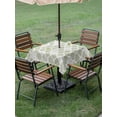 thumbnail image 3 of Outdoor Tablecloth with Umbrella Hole and Zipper, Sage Green Geometric Square Table Cloth 54x54 Inch Waterproof Tablecloth, Moroccan Chic Abstract Plaid Art Picnic Table Cover for Patio Camping, 3 of 7