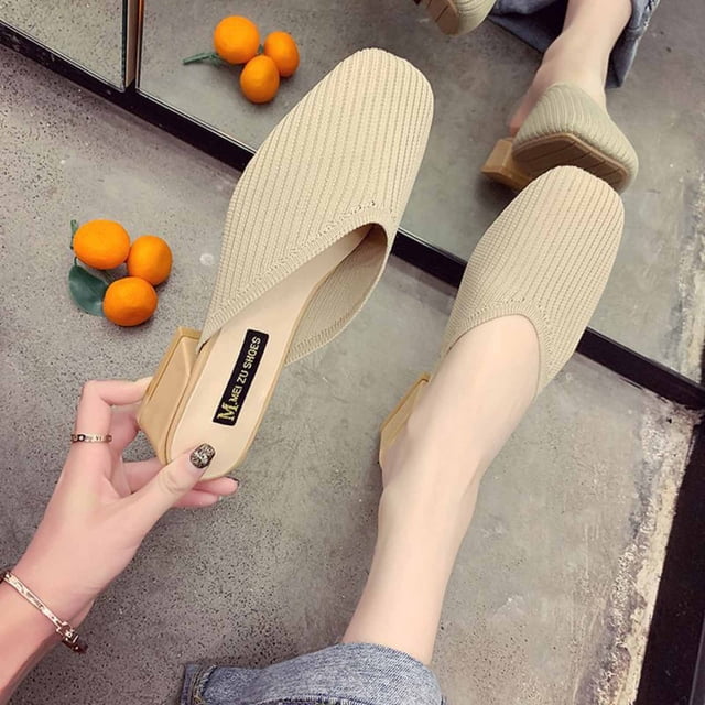 Novedad de verano, zapatillas tejidas voladoras, ropa exterior de moda de tacón grueso para mujer Wmkox8yii hj789