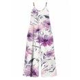 thumbnail image 7 of Women'S Casual Light Purple Floral Romper Spaghetti Strap Wide Leg Jumpsuit Summer Outfits With Pockets, 7 of 7