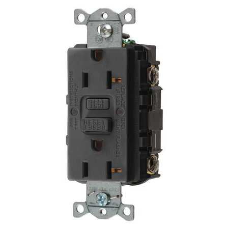 - GFCI Receptacle,20A,125VAC,5-20R,Black HUBBELL WIRING DEVICE-KELLEMS GFRST20BK