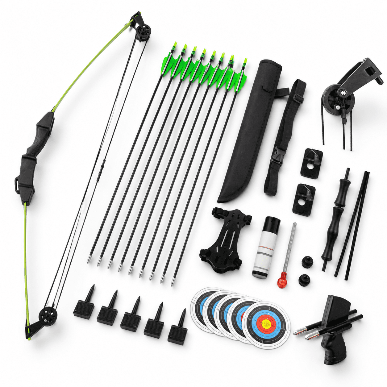 Green Beginner Compound Bow And Arrow Archery Set For Teens Outdoor Sports
