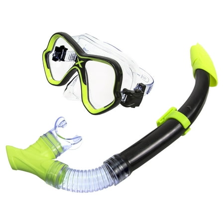 Adult Excellence Mask & Snorkel Swim Set - Yellow (Best Snorkel Mask For Lap Swimming)