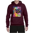thumbnail image 3 of Funny Neon Pug | Dean Russo Art Animal Lover Unisex Hoodie Sweatshirt, Maroon, X-Large, 3 of 6