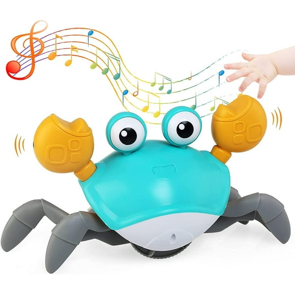 Jouets Crabe Rampant Verts avec Lumière, Jouet Musical Interactif Évitant Automatiquement les Obstacles, Rechargeable par Usb, Jouet Amusant Qui Bouge pour Bébés, Tout-Petits