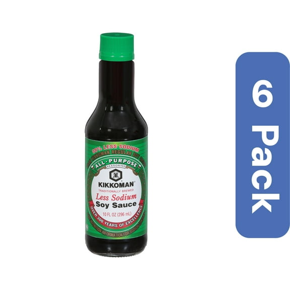 Kikkoman Less Sodium Soy Sauce 10 oz (Pack of 6)