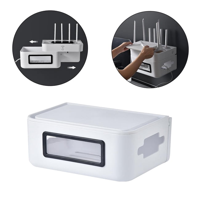 Cargador de Energía Caja de Almacenamiento Baby Mascotas Pruebas Anti-polvo Socket Strip Box Plug Organizador Montaje de Pared Accesorios para El Hoga - Blanco S Macarena Caja de almacenamiento