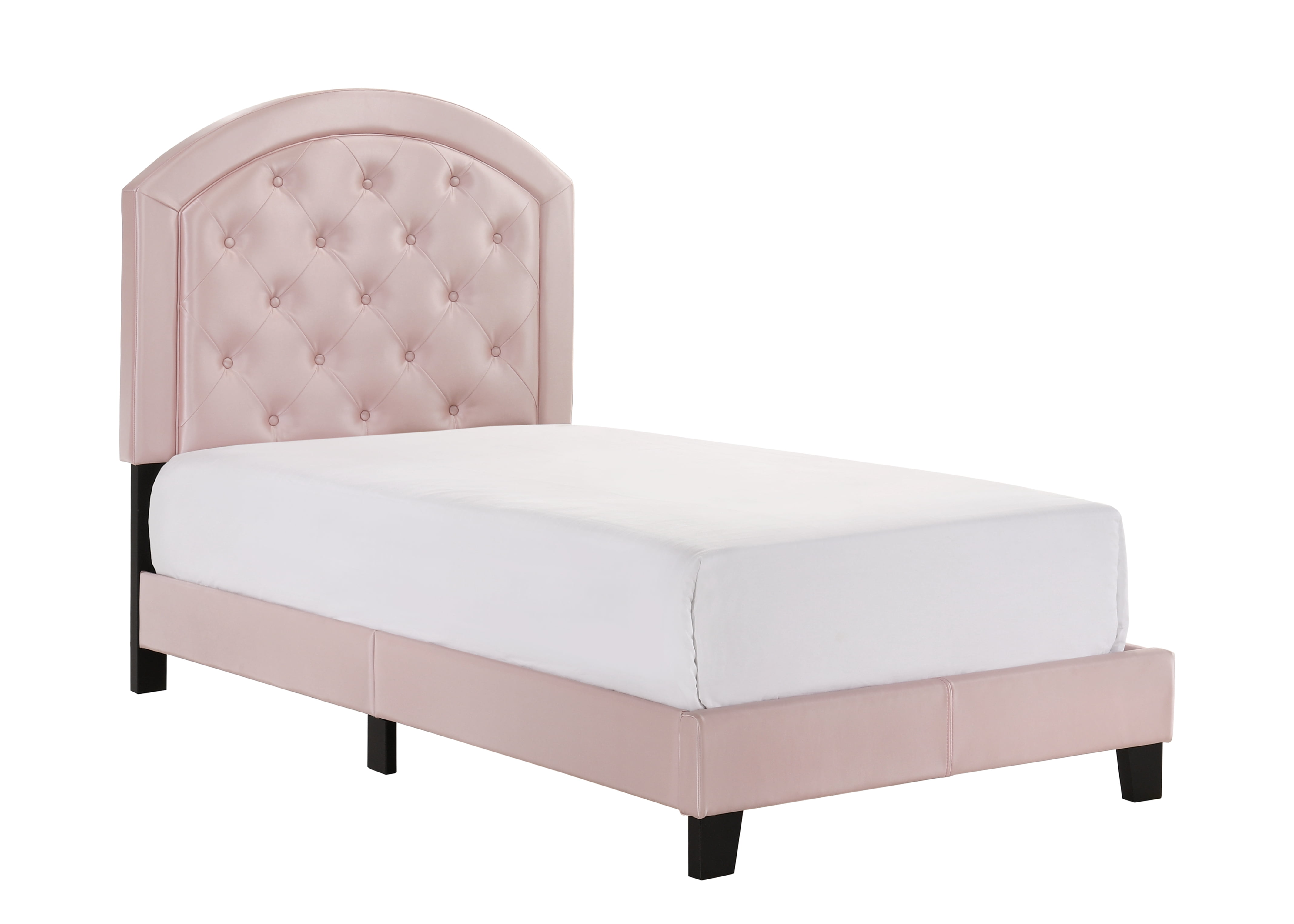 Crown Mark Gaby Kids Platform Bed with Adjustable Headboard and Slats, Pink