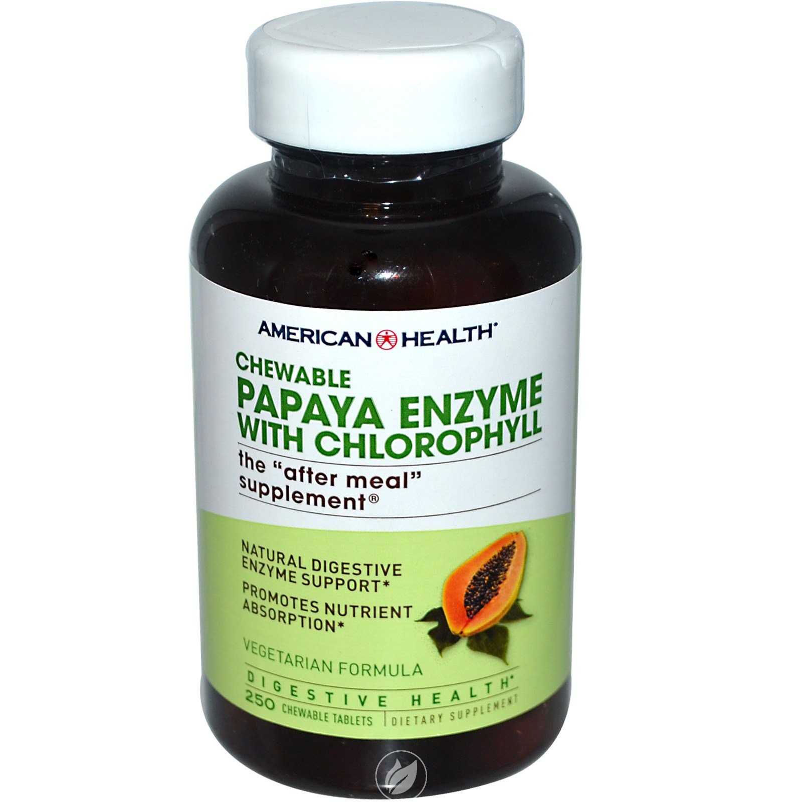 American Health Papaya Enzyme With Chlorophyll 250 Chewable Tablets