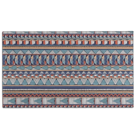 Blue Boho Tribal Triangles and Arrows Pattern Door Rugs,Washable Non Slip Door Mats Indoor,Decorative Door Mats,Entry Mat Indoor for Entrance,Bedroom,Kitchen,Bathroom,17"x30"
