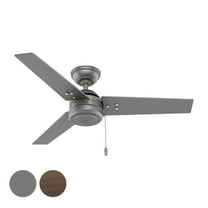 Restored Hunter Fan 44 inch Contemporary Matte Silver Outdoor Ceiling Fan with Pull Chain (Refurbished)