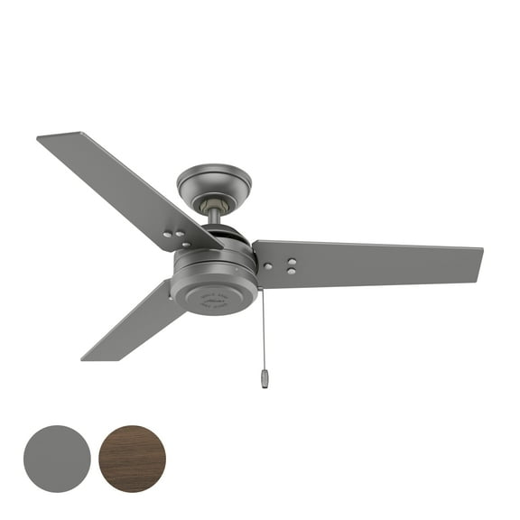 Restored Hunter Fan 44 inch Contemporary Matte Silver Outdoor Ceiling Fan with Pull Chain (Refurbished)