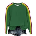 thumbnail image 2 of Royisotas Trendy Women's Sweatshirts Striped Long Sleeve Winter Pullover Loose Fit Green Casual Crew Neck No Hood Tops, 2 of 4