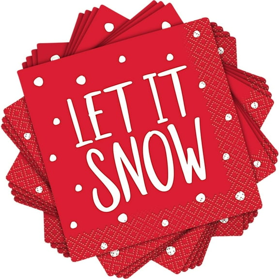 Various Christmas Red Stripes Snowman Disposable Napkins, 16 Count