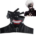 thumbnail image 1 of Tokyo Ghoul Kaneki Ken Mask Cosplay Punk Mask Halloween Masquerade Props Gothic Adjustable Zipper Mask With Detachable Eye Patch, 1 of 5