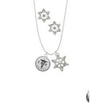 thumbnail image 2 of Delight Jewelry Silvertone Domed Black CPhT Silver tone Snowflake Charm Necklace and Stud Earrings, 2 of 4