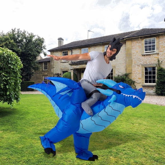 Joyfy Halloween Inflatable Dragon Costume for Adult,Blow up Ride on Dragon Costume Funny Halloween Inflatable Dinosaur Costume for Halloween Party Dress up