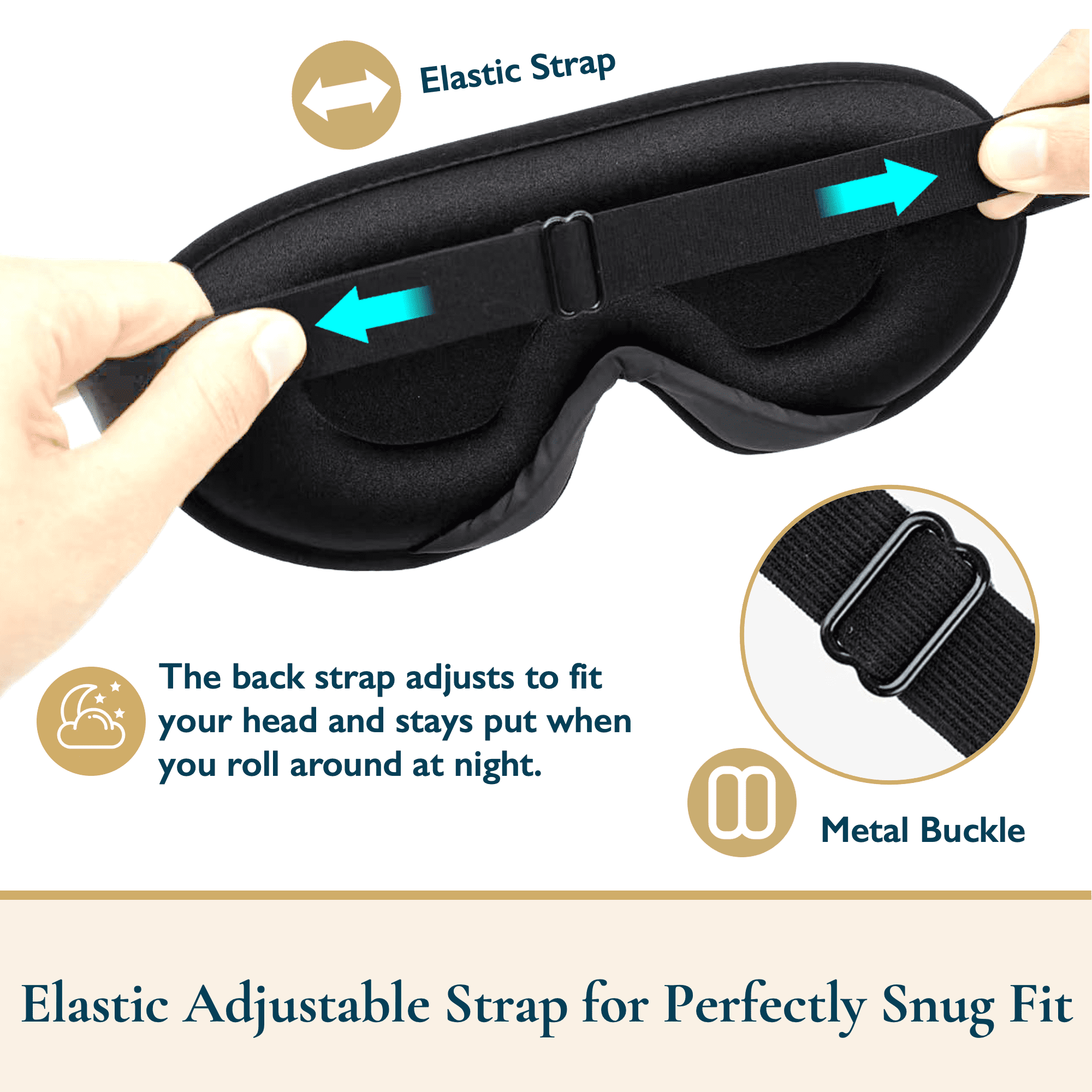 ComfiTime 3D Sleep Mask - 100% Blackout Eye Mask for Sleeping, Eye Covers for Men,Women,Kids, Contour Blindfold with Nose Baffle, Soft & Lightweight Sleep Eye Blinders , Latex-Free, Black