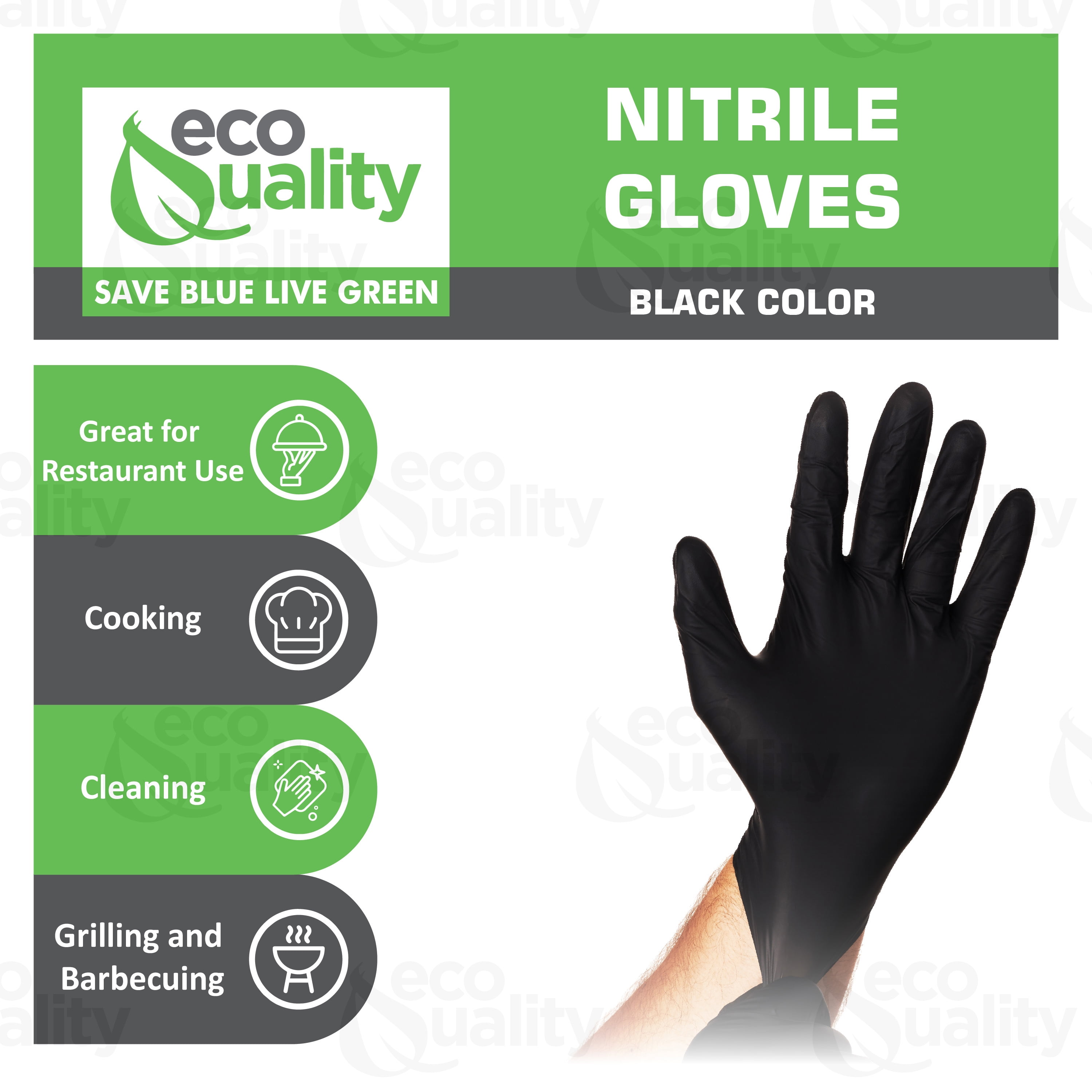 [200 Pack] Medium Black Nitrile Exam Gloves - Disposable, Latex Rubber Free, Powder Free, Black Gloves, Non Sterile, Food Safe, 4 Mil, Black Color, Convenient Dispenser by EcoQuality
