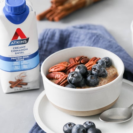 ATKINS PROTEIN SHAKE, LOW GLYCEMIC, HIGH PROTEIN, CREAMY CINNAMON SWIRL, 4 COUNT