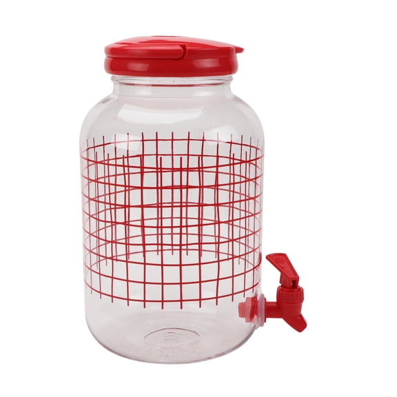 Mainstays 1.2-Gallon Acrylic Grid Beverage Dispenser, Red