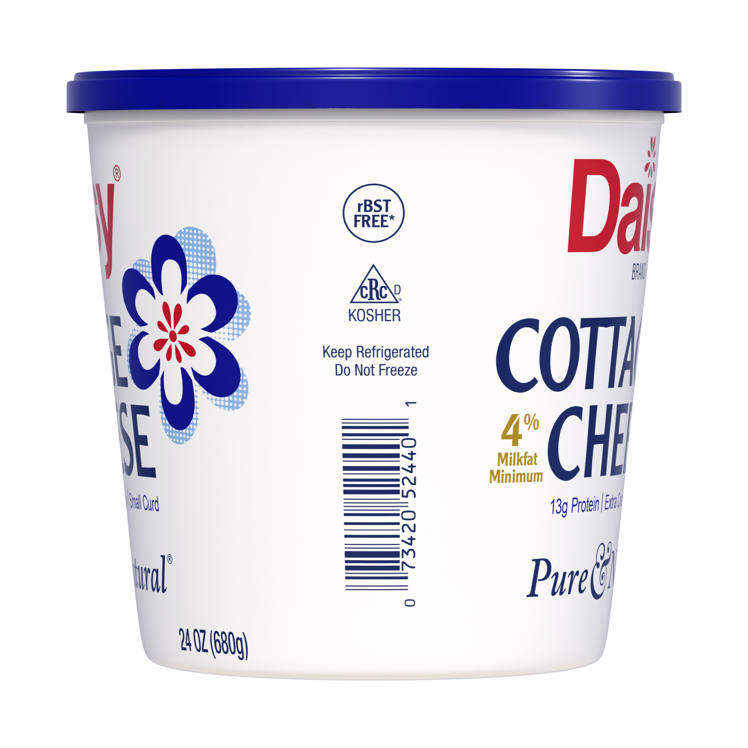 Daisy Pure and Natural Cottage Cheese, 4% Milkfat, 24 oz (1.5 lb) Tub (Refrigerated) - 13g of Protein per serving - image 5 of 10