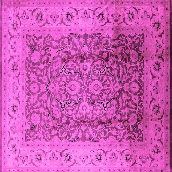 Ahgly Company Indoor Square Oriental Pink Industrial Area Rugs, 3' Square