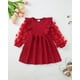 thumbnail image 3 of Vestido para niños pequeños Sweetabby 2T de tul con volantes rojos, manga larga, 3 of 8