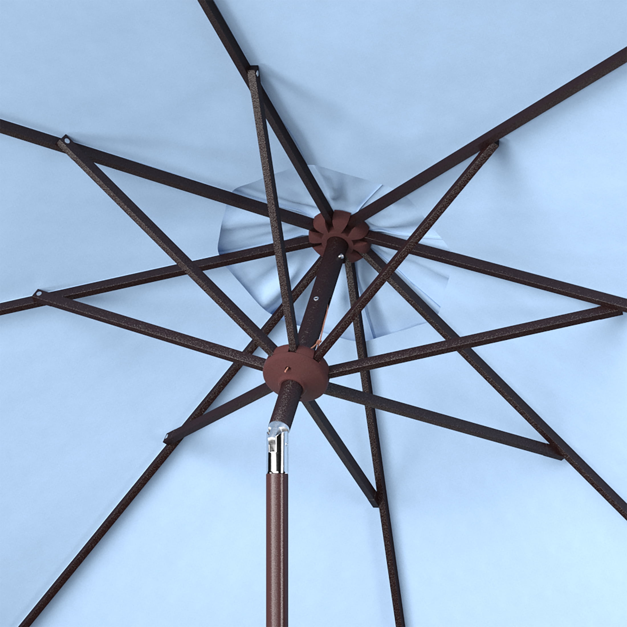 SAFAVIEH Ortega 9' Market Crank Auto Tilt Patio Umbrella, Baby Blue