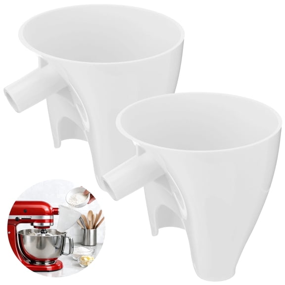 2 Pcs Flour Funnel for 5-Quart Tilt-Head Stand Mixer, 4.8in Wide Mouth Anti-Splash Powder Funnel, Fits Artisan KSM150