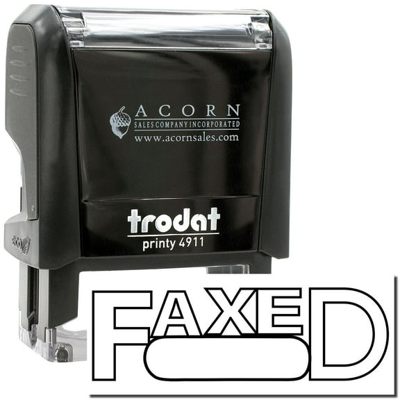 Self-Inking Faxed with Round Date Box Stamp, Trodat Printy 4911, Press and Print Stamping, Impression Size 5/8" x 1-1/2", Up to 10,000 Impressions - Black Ink