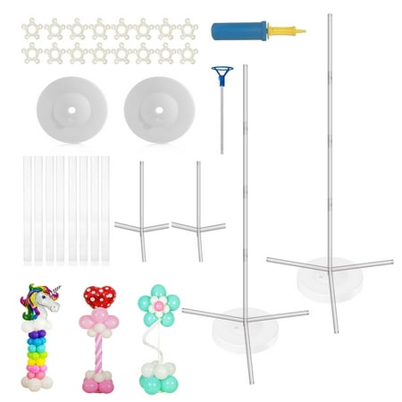 Party Zealot Quick & Easy 2 Set Balloon Column Stand Kit, 2019 Updated, Tripod Sturdy Bases for Outdoor & Indoor Birthday, Baby Shower, Candy Party, Kids Event Balloon Decoration