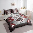 thumbnail image 3 of Homewish Vintage Western Aztec Bedding Comforter Set 7pcs for Adult, Grey Red Square Triangle Queen Bedding Sets, Mandala Style Reversible Queen Sheet Sets, Microfiber Bedroom Decor, 3 of 7