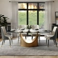 thumbnail image 2 of POVISON-79"Hobart Modern Oval Dining Table for 6-8, White Oval Glossy Sintered Stone Kitchen Table, Bronze Carbon Steel Base, 2 of 6