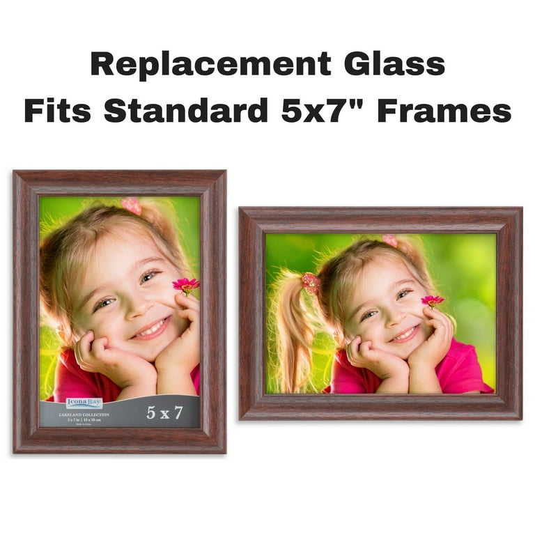 Icona Bay 5x7 Replacement Glass for Tabletop Picture Frames, 2 Pack 