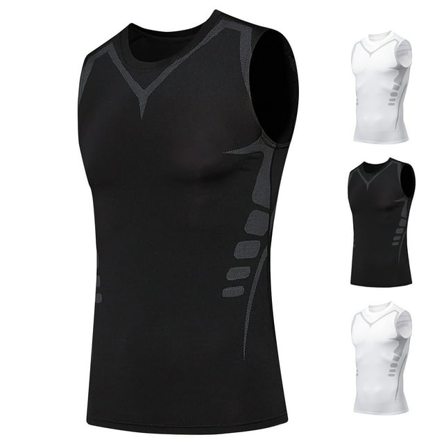 Sentmoon Tank Top Men Summer Sleeveless Crew Neck Men Undershirts Solid Color Relaxed Fit Oversized Moisture Wicking Workout Shirts for Men Beach for Layering Under Shirts White S