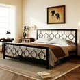 thumbnail image 1 of Amolife Black King Size Metal Platform Bed Frame with Circular Vintage Headboard & Footboard, 1 of 9