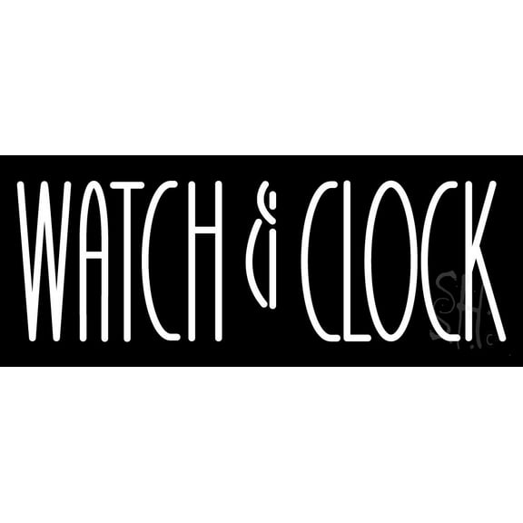 Watch And Clock LED Neon Sign 10 x 24 - inches, Clear Edge Cut Acrylic Backing, with Dimmer - Bright and Premium built indoor LED Neon Sign for Computer & Electronics store decor.