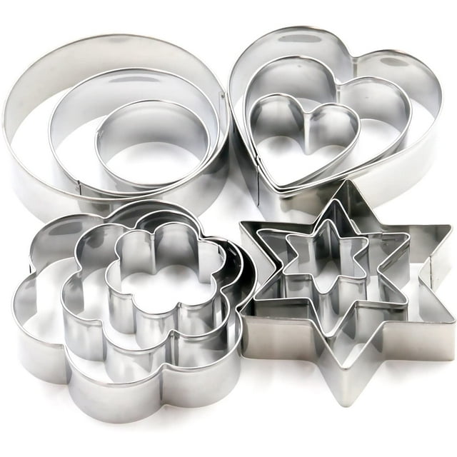 24-Piece Christmas Cookie Cutter Set Made Of Stainless Steel - Stars, Circle, Heart And Flower - Cookie Cutter Set
