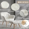 thumbnail image 6 of Guyou Faux Fur Accent Chair with Ottoman - 32" Wide Plush Lounge Chair for Living Room, Round Tufted Back Armchair, Cozy Reading Chair, White, 6 of 7