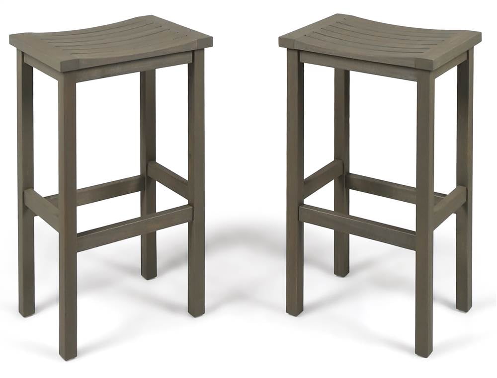 Outdoor Wooden Bar Stool in Gray - Set of 2 - Walmart.com