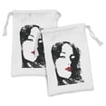 thumbnail image 1 of Woman Fabric Pouch Set of 2, Funny Seductive Woman Cool Silhouette with Feminine Style, Small Drawstring Bag for Toiletries Masks and Favors, 9" x 6", Black Vermilion, by Ambesonne, 1 of 2